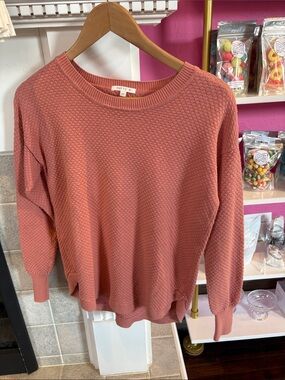 Matty M Dusty Rose Textured Crewneck Sweater